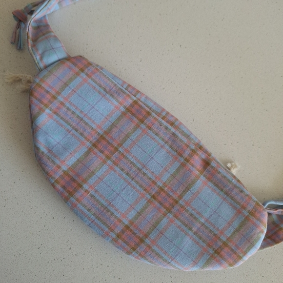 MIilk and Jelli, Plaid Blue and Pink Fanny/Shoulder bag, Inside Pocked - Picture 5 of 5